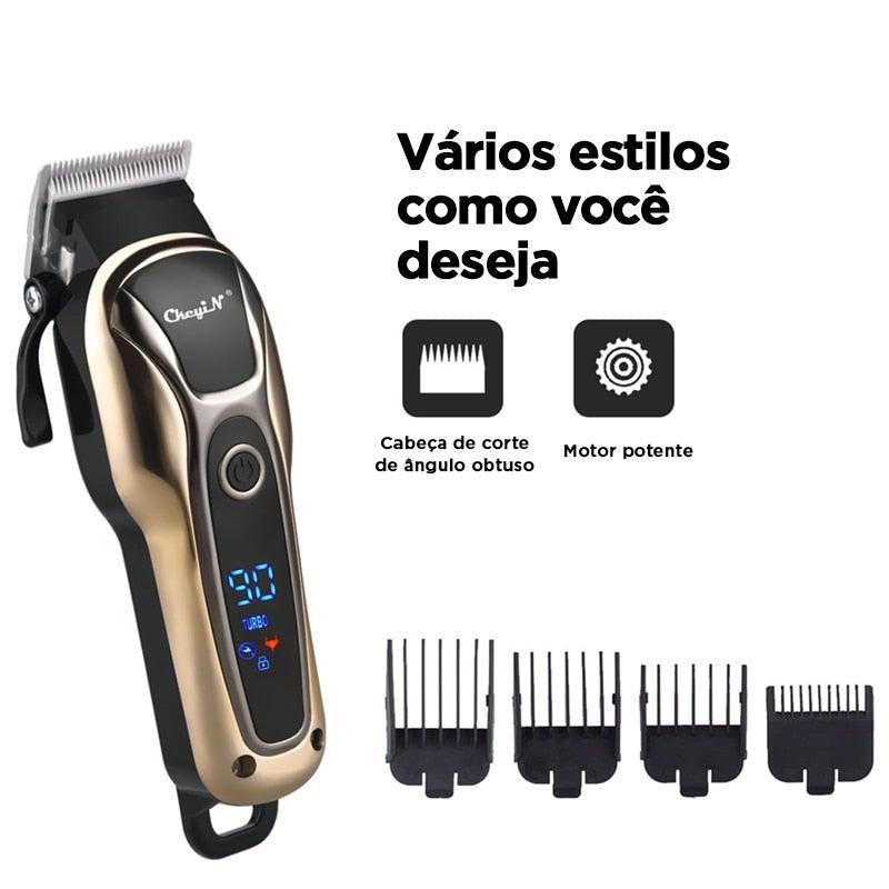 Kit Máquina de Cortar Cabelo e Barba Profissional - Ckeyin®